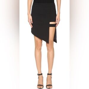 Michelle Mason Black Cage Mini asymmetrical pencil Skirt cut out slit